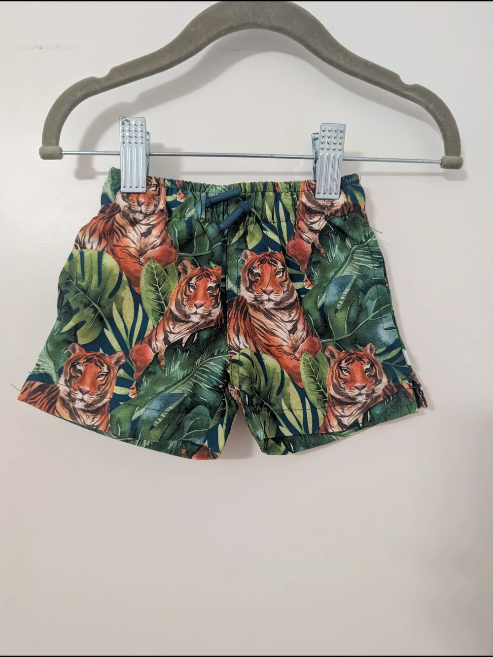 Posh Peanut Green‎ & Orange Tiger Print Swim Trunks Size 0-3m